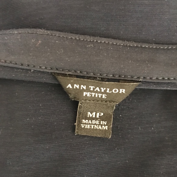 LOFT navy top black faux leather trim petite M - Picture 7 of 8